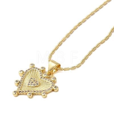 Brass Micro Pave Clear Cubic Zirconia Pendant Necklaces for Women NJEW-S429-03G-04-1