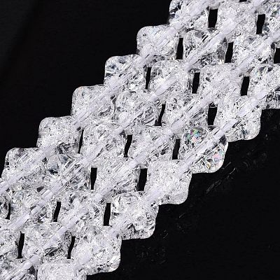 Transparent Crackle Glass Beads Strands GLAA-Q115-04A-11-1