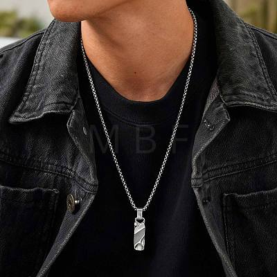 304 Stainless Steel Textured Rectangle Bar Pendant Box Chain Necklaces for Men WG8CEBE-01-1