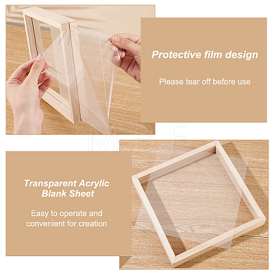 Wooden Picture Frame with Transparent Acrylic Blank Sheet AJEW-WH0528-27-1