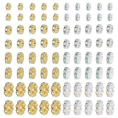 120Pcs Brass Rhinestone Spacer Beads RB-TA0001-36B-1