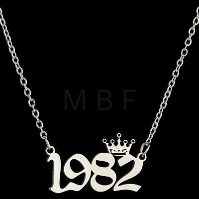 Crown Birth Year 201 Stainless Steel Pendant Necklaces for Women FS-WG4E8F2-43-1