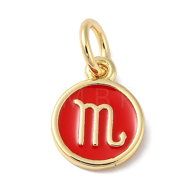 Real 18K Gold Plated Brass Enamel Charms KK-L216-001G-F-1