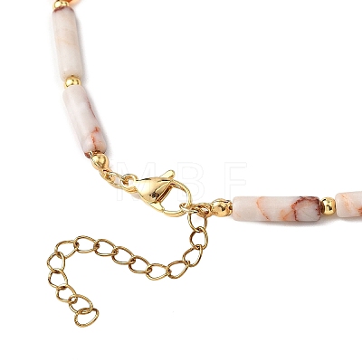 Natural Red Netstone Column & Faceted Round Red Agate Beaded Necklaces for Women NJEW-JN05647-1