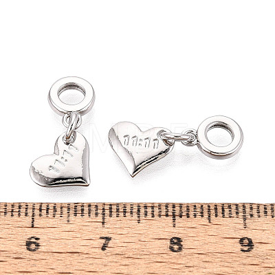 Brass 11:11 Heart European Dangle Charms KK-N259-21P-1