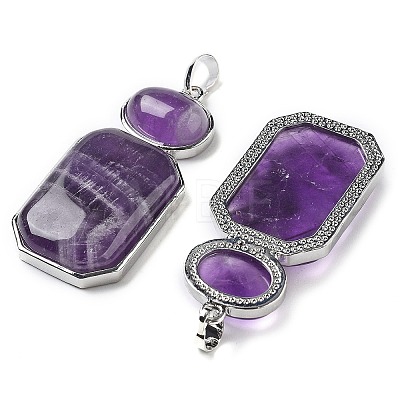 Natural Amethyst Human Body Shaped Pendants G-P552-03P-01-1