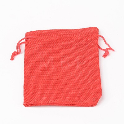 Polyester Imitation Burlap Packing Pouches Drawstring Bags X-ABAG-R004-14x10cm-01-1