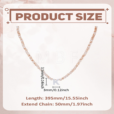 1Pc Glass Rondelle Beaded Necklaces NJEW-LP0007-23K-1