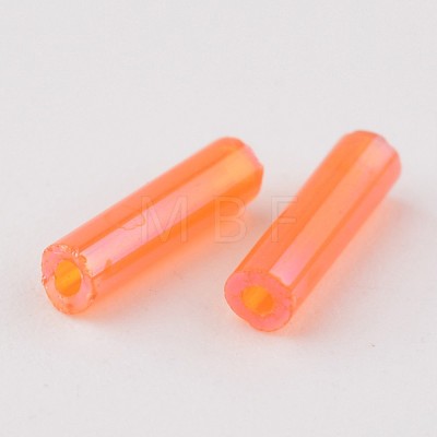 Transparent Colours Rainbow Glass Bugle Beads X-TSDB6MM169-1