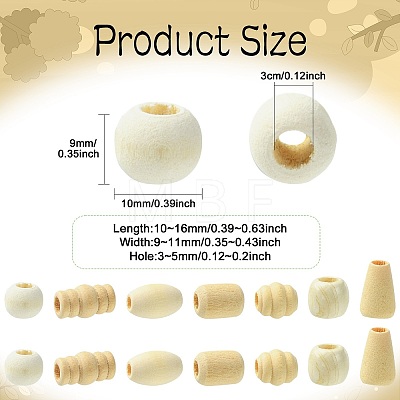 700 Pcs 7 Styles Unfinished Wood Beads WOOD-CJ0002-65-1