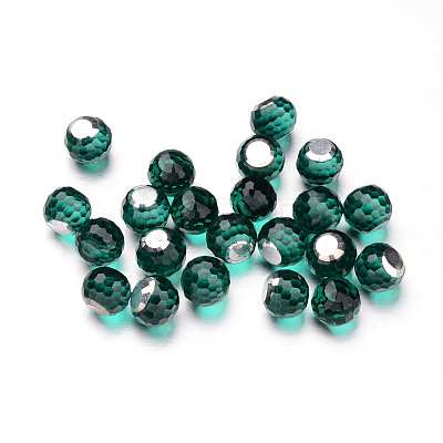 Faceted Round Glass Cabochons GGLA-L008B-M-1
