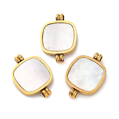 Ion Plating(IP) 304 Stainless Steel Pave Natural Shell Connector Charms STAS-Z100-03G-01-1