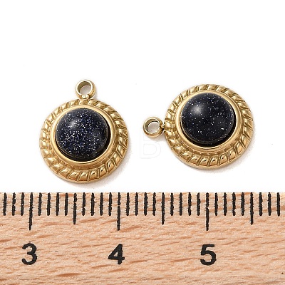 Synthetic Blue Goldstone Half Round Charms STAS-L022-399G-02-1