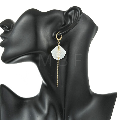 Natural Cultured Freshwater Pearl & Natural Freshwater Shell Earrings for Women EJEW-JE07275-01-1