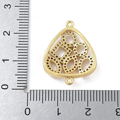 Rack Plating Brass Micro Pave Clear Cubic Zirconia Triangle Connector Charms KK-A234-035G-01-1