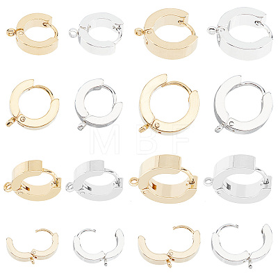 16Pcs 4 Style 201 Stainless Steel Huggie Hoop Earrings Findings STAS-AR0001-36-1
