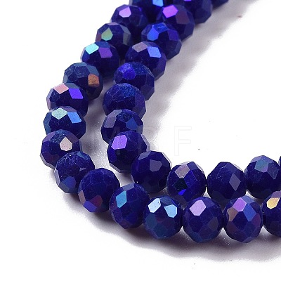 Electroplate Opaque Solid Color Glass Beads Strands EGLA-A034-P6mm-L12-1