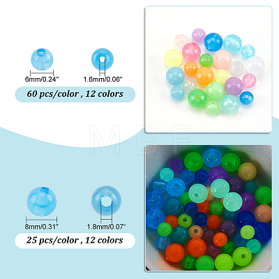   1020Pcs 24 Styles Luminous Acrylic Beads MACR-PH0001-61-1