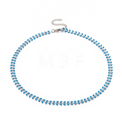Enamel Wheat Link Chain Necklace NJEW-P220-02P-06-1