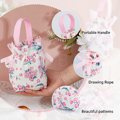 10Pcs Cloth Flower Print Drawstring Pouches ABAG-DC0001-09B-1