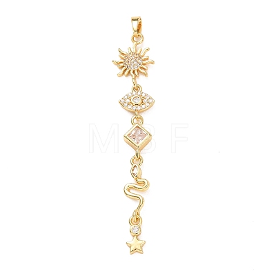Tassel Brass Micro Pave Clear Cubic Zirconia Big Pendants KK-L271-01G-11-1