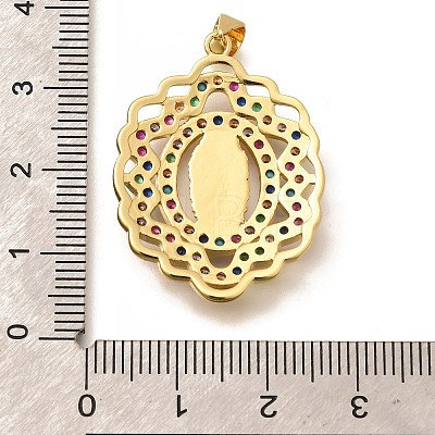 Religion Themed Rack Plating Brass Micro Pave Cubic Zirconia Pendants KK-L226-007G-23-1