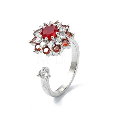 Flower Rotatable Open Cuff Rings for Women RJEW-G333-01E-1