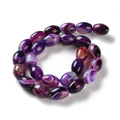 Natural Banded Agate (Dyed & Heated) Beads Strands G-M446-D01-01F-1