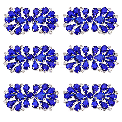 6Pcs Flower Glass Rhinestone Cabochons DIY-FG0010-18C-1