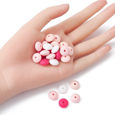 20Pcs 4 Colors Food Grade Eco-Friendly Silicone Focal Beads SIL-YW0001-12A-1