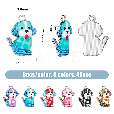 48Pcs 6 Colors Alloy Enamel Pandants ENAM-DC0001-46-1