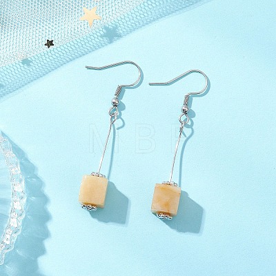 Cube 304 Stainless Steel & Natural Topaz Jade Dangle Earrings EJEW-JE06869-1