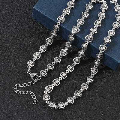 304 Stainless Steel Heart Link Chain Necklaces SA-CBA2696-01P-1