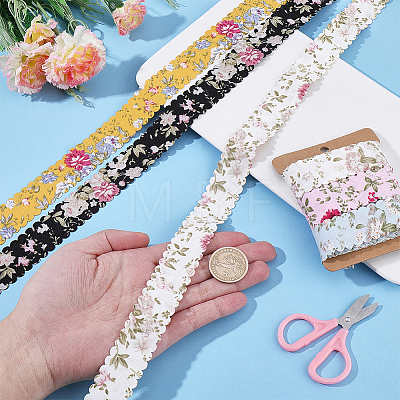 2Sets 2 Styles Polyester Flower Printed Ribbon OCOR-CY0004-52-1