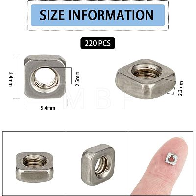 220Pcs 304 Stainless Steel Nuts FIND-FH0005-62-1