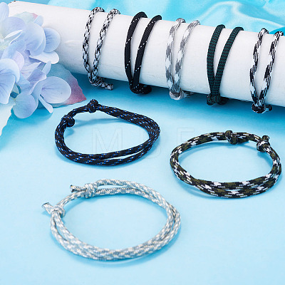 32Pcs 8 Styles Polyester & Spandex Cord Braided Bead Bracelets BJEW-TAC0064-1