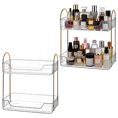 2Pcs Two Layers Plastic Bathroom Wall Storage Rack AJEW-WA0003-69-1