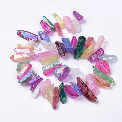 Electroplated Natural Quartz Crystal Beads Strands G-I345-01-1