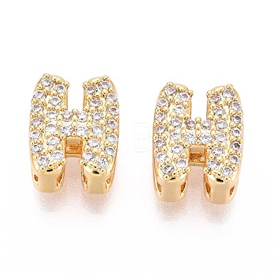 Brass Micro Pave Clear Cubic Zirconia Beads KK-T071-17G-H-1