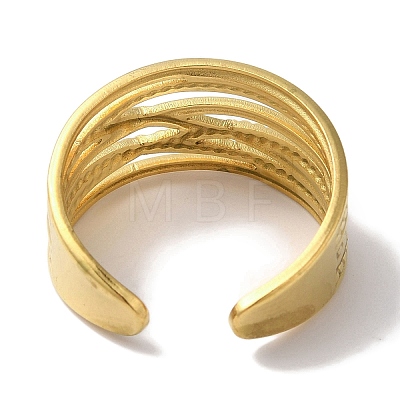 PVD Vacuum Plating 201 Stainless Steel Criss Cross Wide Open Cuff Rings for Women RJEW-C092-30G-1