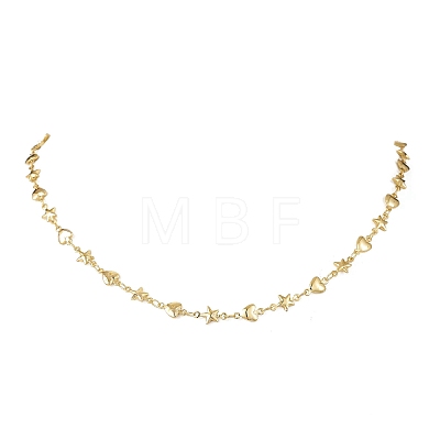 304 Stainless Steel Heart Star Link Chain Necklaces NJEW-JN05618-1