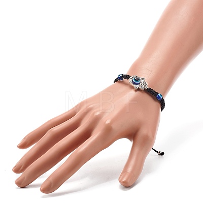 Hamsa Hand /Hand of Miriam with Evil Eye Braided Bead Bracelet for Girl Women BJEW-JB06912-01-1