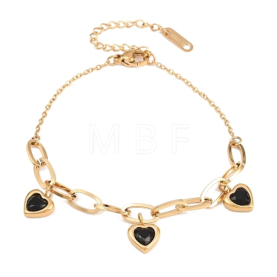 304 Stainless Steel Rhinestone Charm Bracelets BJEW-B171-10G-1