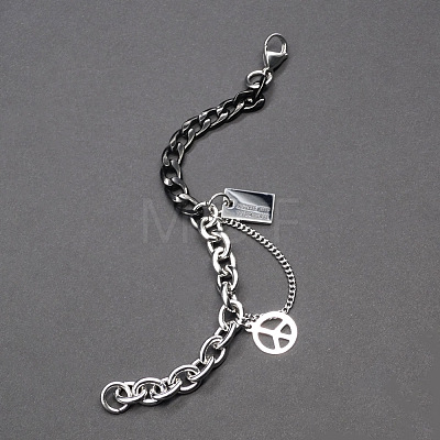 Two Tone Peace Symbol & Quote Charm Bracelets FS-WGFBFF4-03-1