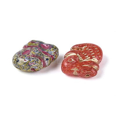 Picasso Baking Paint & Golden Metal Enlaced Glass Beads DGLA-T004-72M-1