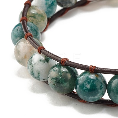 Natural Tree Agate Beaded Bracelet BJEW-JB07146-03-1