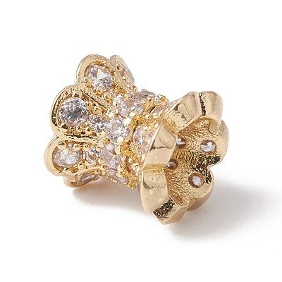 Eco-Friendly Rack Plating Brass Micro Pave Cubic Zirconia Double Sided Bead Caps KK-F835-25A-G-1