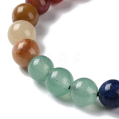Round Natural Mixed Gemstone Braided Bead Bracelets BJEW-H239-02-1