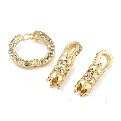Ring Brass Micro Pave Clear Cubic Zirconia Fold Over Clasps KK-Z143-12G-1