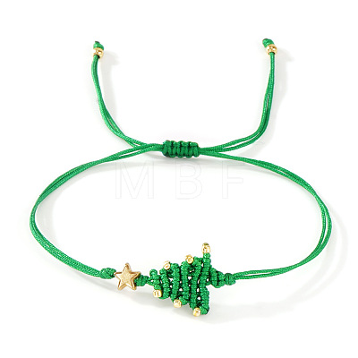 Handmade Christmas Tree Polyester Cord Braided Bracelets for Women AK7194-3-1